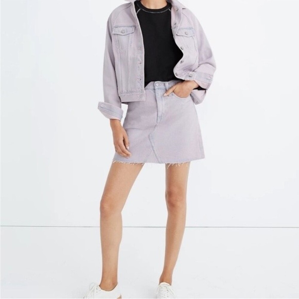 Madewell Rigid Denim Mini Skirt Lilac, Size 0/25 NWOT